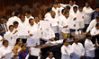 Members of the Parliament supporting the newly appointed Prime Minister Mahinda Rajapaksa...