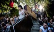 Protesters carry mattresses to their encampment in Gezi Park. Thousands have occupied the...