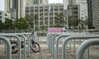a photo showing a bike park in a bike parking lot in Hong Kong, China. 6 December 2018. 