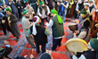 Muslims dancing during zhikr, mystical Sufi prayer, in the mosque inside the residence of...