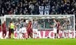 Juventus players celebrate during the Serie A match between Juventus and AS Roma at Juvent...