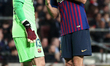 Jasper Cillessen and Sergio Busquets during the match between FC Barcelona and Tottenham H...