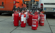 Some fire extinguishers. Daily life in the capital of the northern Italian region of Piedm...