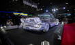 A customized vehicle stands on display at the Tokyo Auto Salon in Chiba, Japan, on Saturda...