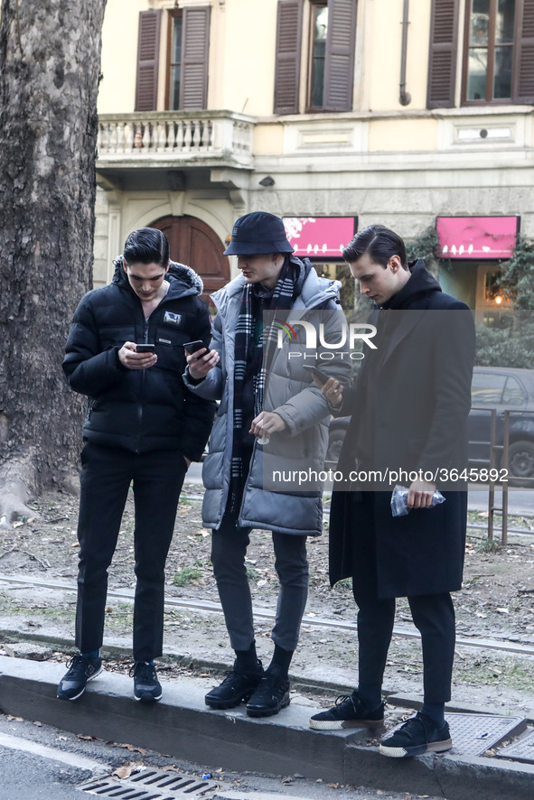Street style during the Milano Fashion Week Man 2019, on 12 January 2019 