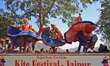 Rajasthani folk artists perform during  Kite Festival on the occasion of Makar Sankranti a...