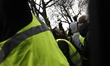 a man holding a flower during an anti-government demonstration called by the Yellow Vest m...