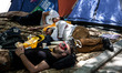 ISTANBUL, TURKEY--Protesters napped in Gezi park while fighting raged nearby in Taksim Squ...