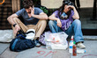 ISTANBUL, TURKEY--People rest during a break in fighting between police and protesters. Po...