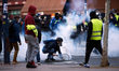 Yellow Vests protesters amid clouds of tear gas. For the Act X (Act 10) of the Yellow Vest...