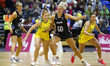 L-R Stephanie Wood of Australia Diamonds and Casey Kopua of New Zealand Silver FernsDuri...