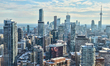 Elevated view of buildings in the city of Toronto, Ontario, Canada. 