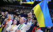 Participants hold banners and flags in support of Yulia Tymoshenko, the Ukrainian politici...