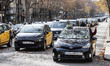 Concentration and demonstration of taxi drivers at the Gran Via street in Barcelona to pro...
