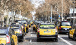 Concentration and demonstration of taxi drivers at the Gran Via street in Barcelona to pro...