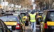 Concentration and demonstration of taxi drivers at the Gran Via street in Barcelona to pro...