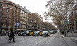 Concentration and demonstration of taxi drivers at the Gran Via street in Barcelona to pro...