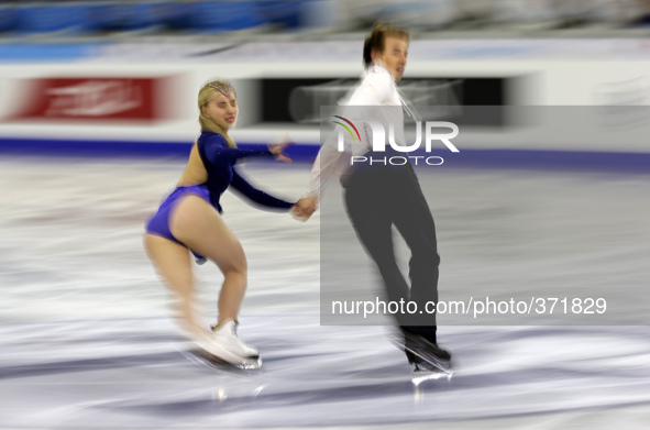 12 december-BARCELONA SPAIN: Mackenzie Bent and Garreth Mackeen in the junior ice dance free dance ISU Grand Prix in Barcelona, held at the...