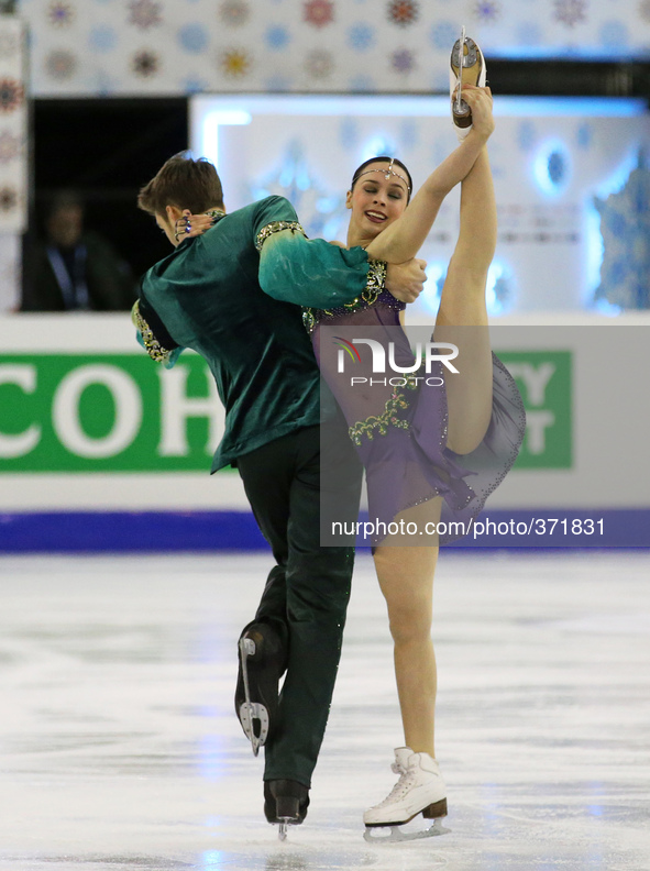 12 december-BARCELONA SPAIN: Betina Popova and Yuri Vlasenko in the junior ice dance free dance ISU Grand Prix in Barcelona, held at the For...