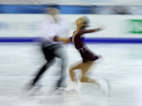 13 december-BARCELONA SPAIN: Cheng Peng and Hao Zhang in the pairs free stating ginalk in the ISU Grand Prix in Barcelona, held at the Forum...
