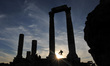 A sunset view of the Temple of Hercules seen from the inside of the Amman Citadel historic...