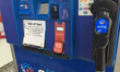 Sign on the gas pump at a Esso gas station telling customers there is no gasoline availabl...