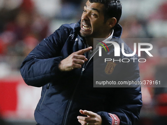 Braga's coach Sergio Conceicao reacts  during the Portuguese Cup football match between SL Benfica and SC Braga at Luz  Stadium in Lisbon on...