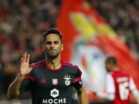 Benfica's forward Jonas celebrates his goal  during the Portuguese Cup football match between SL Benfica and SC Braga at Luz  Stadium in Lis...