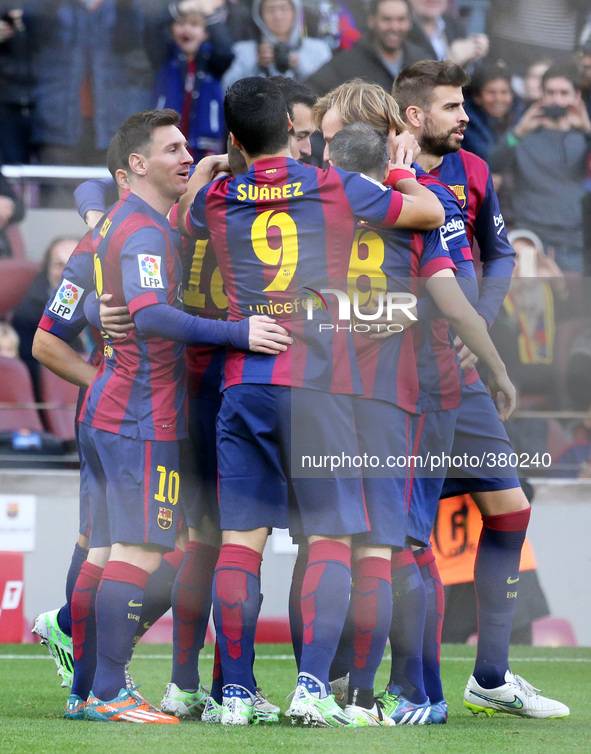 BARCELONA -20 de diciembre- SPAIN: FC Barcelona players celebration in the match between FC Barcelona and Cordoba CF, for the week 16 of the...