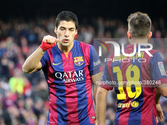 BARCELONA -20 de diciembre- SPAIN: Luis Suarez goal celebration in the match between FC Barcelona and Cordoba CF, for the week 16 of the spa...