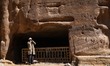 An Imam calls for a midday prayer inside historical and archaeological city of Petra.On S...