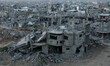 General view of the homes that were destroyed by the conflict between Hamas and Israel in...
