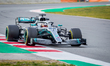 Lewis Hamilton of Mercedes AMG Petronas Formula One Team with new W10 car during second jo...
