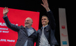 Frans Timmermansr(L), PES Common Candidate and Pedro Sanchez(R), Prime Ministre Spain atte...
