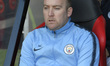  Tense moments in the dug out for Nick Cushing, Manchester City’s manager during the  FA W...