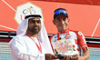 Australia's Caleb Ewans from Lotto Soudal Team celebrates after he wins Dubai Municipality...