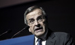 Greek PM Antonis Samaras speaks during his pre-election campaign in Athens on January 8, 2...