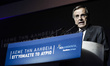 Greek PM Antonis Samaras speaks during his pre-election campaign in Athens on January 8, 2...