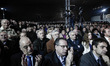 MPs and supporters at Greek PM Antonis Samaras speech during his pre-election campaign in...