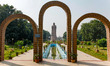 The Giant Buddha Sculpture next to Wat Thai Sarnath near the holy for Buddhism pilgrimage...