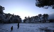 A general view of the snow on Mount Jerzim near Nablus, West Bank, on January 9, 2015. 