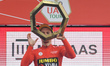 Primoz Roglic of Slovenia and Team Jumbo - Visma, with the UAE Tour Trophy during the Awar...