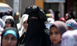 Relatives of Palestinian prisoners held in Israeli jails during the show solidarity with t...