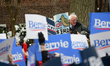 Bernie Sanders, Independent US Senator from Vermont is greeted by supporters as he arrives...