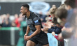Newcastle's Zach Kibirige celebrates after scoring their 1st try during the Gallagher Prem...
