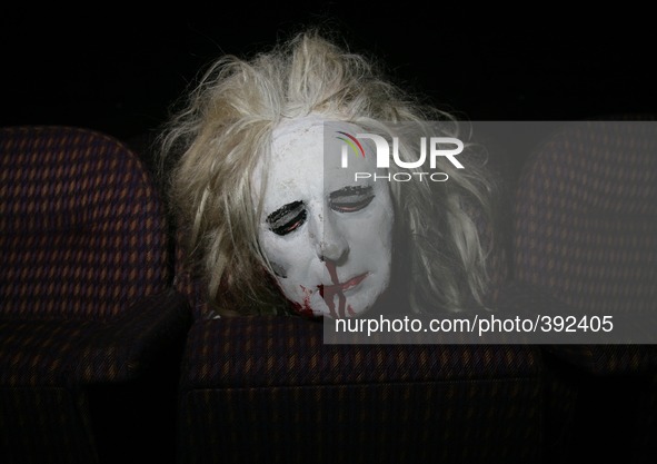 Dr Hazes severed head in the auditorium
The 2015 Circus of Horrors Tour The Night Of The Zombie at The Lighthouse Theatre Poole Dorset Engl...