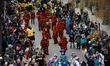Carneval parade revellers walk through the center of Stuttgart, Germany, on 5 March 2019. 