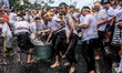 People in Jimbaran Village, Bali held a Siat Yeh (water war) ritual to celebrate the new y...