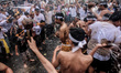People in Jimbaran Village, Bali held a Siat Yeh (water war) ritual to celebrate the new y...