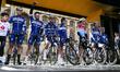 Deceuninck Quick-Step cycling team poses during the team's presentation at the start of th...